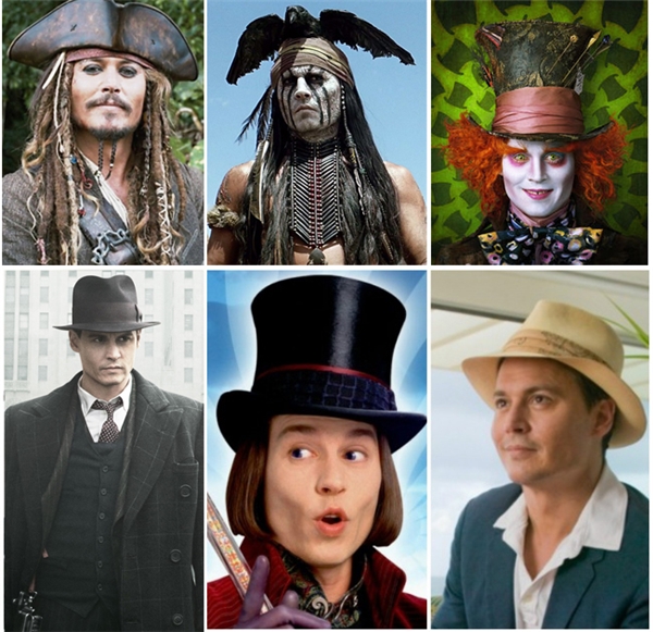 Johnny Depp, ông trùm đội mũ: Dù cho những chiếc mũ ấy vô cùng kỳ dị nhưng hãy tưởng tượng những Jack Sparrow, Willy Wonka, hay Mad Hatter mà không đội mũ thì sẽ trông như thế nào? Thậm chí khi đóng vai những nhân vật thời hiện đại, Johnny Depp vẫn phải đội mũ.