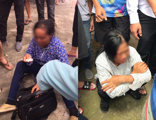Hình ảnh hai người phụ nữ bán tăm bị đánh đập vì nghi bắt cóc trẻ em. (Ảnh: Internet)