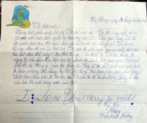 Đây là bức thư của một học sinh lớp 5 gửi bạn trai...