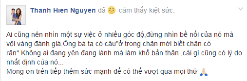Dòng trạng thái mà Thanh Hiền đăng tải trên trang cá nhân. - Tin sao Viet - Tin tuc sao Viet - Scandal sao Viet - Tin tuc cua Sao - Tin cua Sao