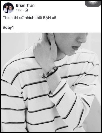 Nam người mẫu Brian Trần cũng đăng tải dòng trạng thái gần giống Bảo Anh và trên tay đeo chiếc vòng giống người đàn ông nữ ca sĩ nắm tay. - Tin sao Viet - Tin tuc sao Viet - Scandal sao Viet - Tin tuc cua Sao - Tin cua Sao