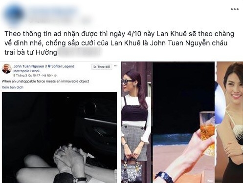 
Trang thông tin trên mạng xã hội đã đăng tải Lan Khuê sẽ lên xe hoa vào tháng 10 tới.  - Tin sao Viet - Tin tuc sao Viet - Scandal sao Viet - Tin tuc cua Sao - Tin cua Sao