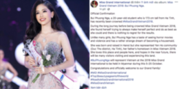 Hình ảnh Á hậu Bùi Phương Nga chính thức xuất hiện trên trang của Miss Grand International