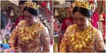 Choáng với cô dâu "gánh" cả... yến vàng trên người trong ngày cưới Choáng với cô dâu "gánh" cả... yến vàng trên người trong ngày cưới