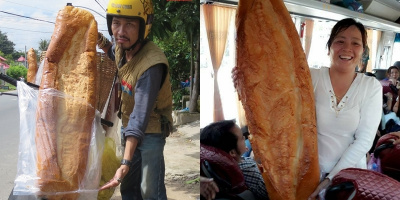 Bánh mì An Giang gây sốt với kích thước khủng: dài 1,2m, nặng 3,5kg