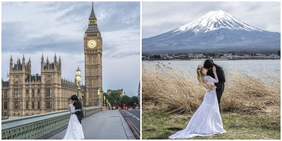 Cặp đôi "đi khắp thế gian hôn nhau" để chụp ảnh cưới gây bão mạng