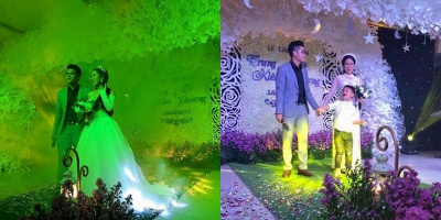 Bé Cà Pháo "quậy" tưng trong đám cưới Lê Phương và ông xã ở nhà trai