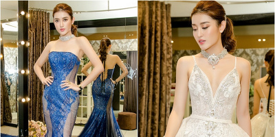 Huyền My đẹp lộng lẫy thử trang phục chuẩn bị cho Hoa hậu Hòa bình Quốc tế 2017