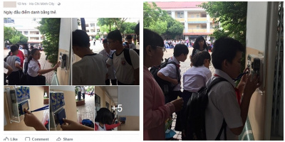 Trường cấp 2 ở Sài Gòn điểm danh bằng quẹt thẻ, xịn sò thế này thì có muốn đi học muộn cũng khó lắm