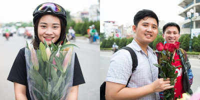 Đường phố Hà Nội ngập tràn sắc hoa ngày 20/10: người háo hức chọn hoa, người hạnh phúc nhận hoa