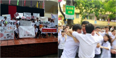 Hình ảnh tuyệt vời: Hàng trăm học sinh xếp hàng, bật khóc khi chia tay thầy hiệu trưởng
