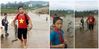 Sợ muộn giờ học, học sinh cấp 2 mặc áo ướt đến trường sau khi cứu bạn bị nước cuốn