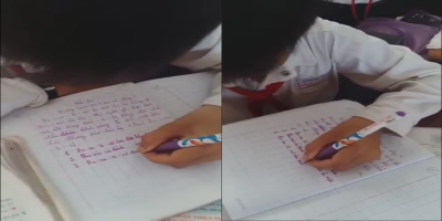 "Bái phục" trước khả năng viết chữ "360 hướng" bằng tay trái của cậu bé tiểu học