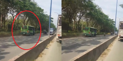 TP.HCM: Xôn xao đoạn clip xe buýt ngang nhiên đi ngược chiều trên đường phố