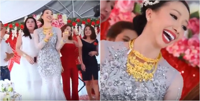 Cô dâu mang hơn 1kg vàng trên người vẫn "quẩy" tưng bừng trong đám cưới