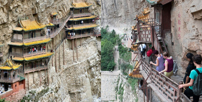 Bí ẩn của ngôi chùa "dính chặt" vào vách núi ở Trung Quốc