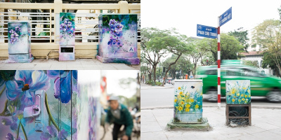 Lần đầu tiên nhìn thấy những bốt điện cũ kỹ ở Hà Nội lại tràn ngập “hoa” đến thế