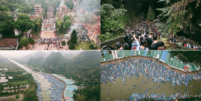 "Bay từ trên cao" ngắm khung cảnh hoàn toàn khác lạ khi hàng nghìn người kéo về dự lễ Chùa Hương