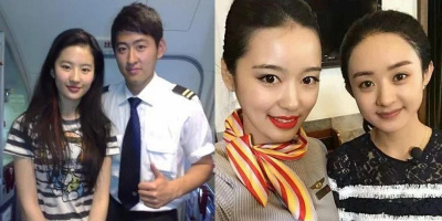Sao Hoa ngữ chụp cùng tiếp viên hàng không: người lộ mặt kém sắc, người đẹp hoàn hảo