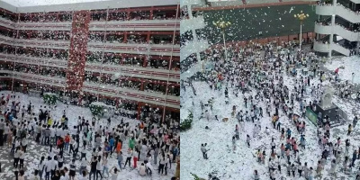Học sinh Trung Quốc thảy sách vở trắng xoá hết sân trường sau khi kết thúc năm học