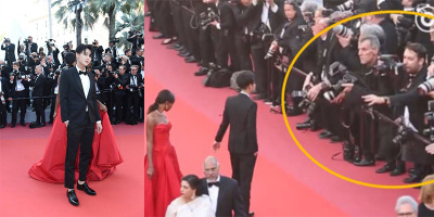 Lần đầu đi thảm đỏ Cannes, Hoàng Tử Thao "muối mặt" vì bị phóng viên xua đuổi