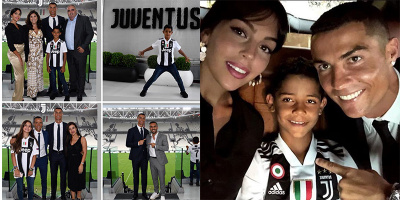 Cristiano Ronaldo và gia đình vui vẻ khoe hình trong màu áo Juventus