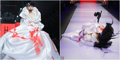 "Tài tử Hoàn Châu cách cách" Trần Chí Bằng cố tình ngã chỏng vó trên sàn catwalk để gây chú ý