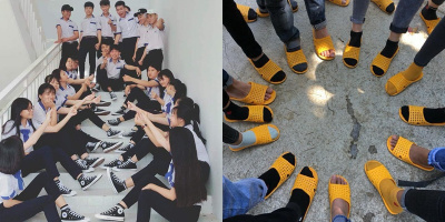 Áo đồng phục xưa rồi, giờ "lớp người ta" chơi hẳn cả loạt giày "hàng hiệu" giống nhau mới “chất”