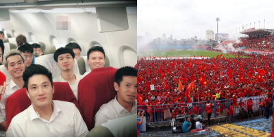 Đội tuyển Olympic Việt Nam tự hào hát mừng ngày Quốc Khánh trên máy bay