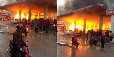 TP. HCM: Cây xăng cháy dữ dội kèm theo tiếng nổ lớn, nhiều người vứt xe tháo chạy
