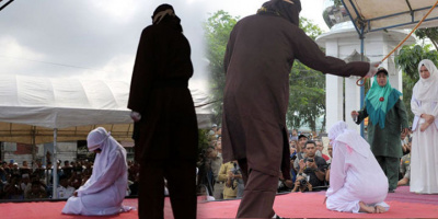 Indonesia: Cô gái bị đánh bằng roi trước nhiều người vì dám thân mật với chồng chưa cưới