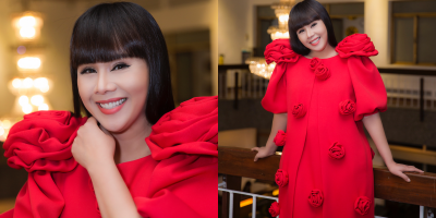 Hoa hậu Hằng Nguyễn tự thiết kế đầm lộng lẫy, lăng xê mốt đính hoa