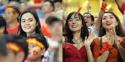 "Nửa kia" xinh đẹp của các cầu thủ rạng rỡ trên khán đài cổ vũ người yêu trận Việt Nam - Malaysia