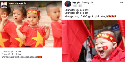 Bùi Tiến Dũng, Quang Hải,... đồng loạt kêu gọi các CĐV Việt Nam "nói không với pháo sáng"