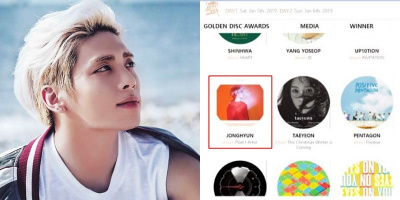 Sau gần 1 năm ngày mất Jong Hyun (SHINee), album của anh được đề cử tại "Golden Disc Awards 2018"