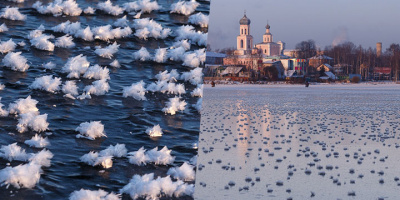 Thiên Nhiên Cận Cảnh: Hoa băng rơi rớt trên hồ nước giữa trời đông đẹp tựa tiên cảnh