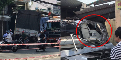 TP.HCM: Xe tải mất lái tông sập 2 nhà dân khiến nhiều người hốt hoảng, giao thông hỗn loạn