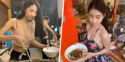 Cô chủ bán mì sở hữu thân hình nóng bỏng ở Thái Lan khiến thực khách vừa ăn vừa vã hết mồ hôi