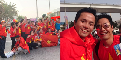 CĐV Việt Nam đã "nhuộm đỏ" Dubai, bố Duy Pinky "cháy" hết mình trước giờ bóng lăn