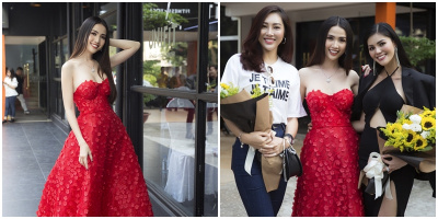 Hoa hậu Phan Thị Mơ diện váy cúp ngực đi nhận "chức" mới