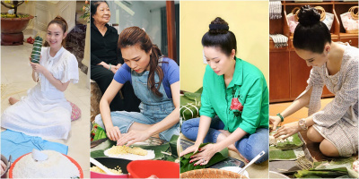 Sao Việt nô nức gói bánh tét, bánh chưng đón Tết, ai là người khéo tay nhất?