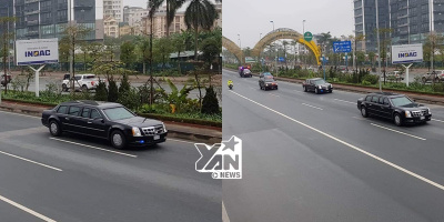 Chiếc "quái thú" của Tổng thống Mỹ Donald Trump đã lăn bánh trên đường phố Hà Nội