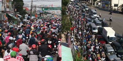Hàng ngàn người đội nắng, "chôn chân" cả chục km chờ qua phà Cát Lái đổ về Vũng Tàu