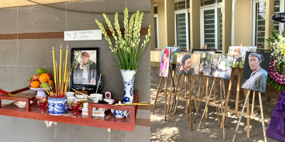 Quang cảnh đám tang của nghệ sĩ Lê Bình trước giờ nhập quan