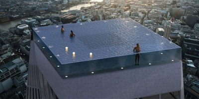 Bể bơi 360 độ vô cực trên nóc cao ốc khiến mọi người "đau đầu": Ơ vào bằng lối nào?