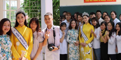 Hoa hậu Lương Thùy Linh về thăm trường cũ ở Cao Bằng sau đăng quang