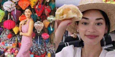 Hoa hậu Hoàn vũ Pia Wurtzbach thích thú khi ăn thử bánh Pía Việt Nam