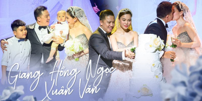 Giang Hồng Ngọc hôn đắm say ông xã trước sự chứng kiến của hai con