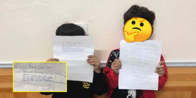 Hai cậu nhóc bị bắt viết bản kiểm điểm vì lén gửi thư cho bạn gái