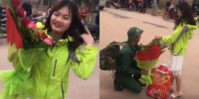Chàng trai cầu hôn người thương ngay trong ngày xuất ngũ